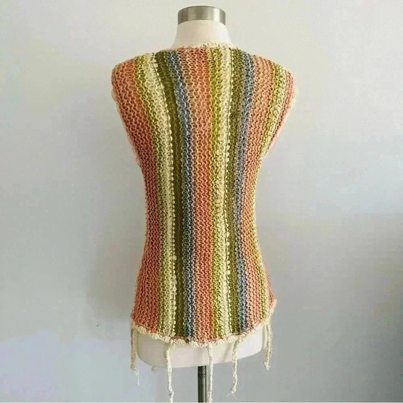 New Anthropologie Knit Multicolored Vest Sz S - Picture 4 of 7